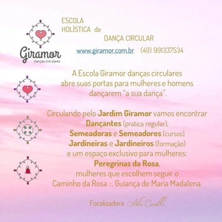 Giramor Danas Circulares Bem vinda, bem vindo à nossa Escola Holística de danças circulares! Quando nos referimos "a sua dança" estamos te convidando a você se encontrar através do teu...